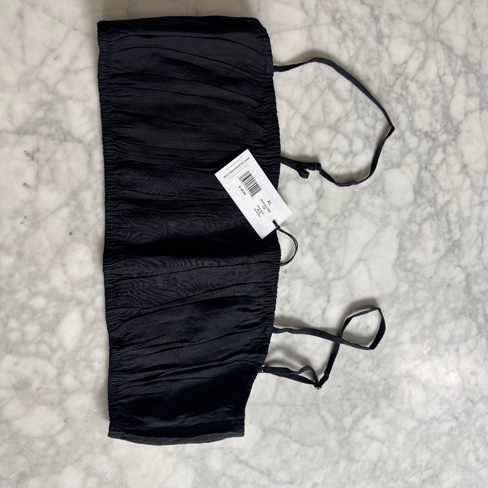 NWT WWW Ruched bra top XL black